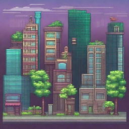 Create a vibrant and detailed background for a 16-bit pixel platformer game