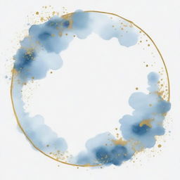 Pale sky blue watercolor splashes with a round gold frame