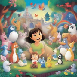 A vibrant and colorful scene featuring beloved characters from various animation movies