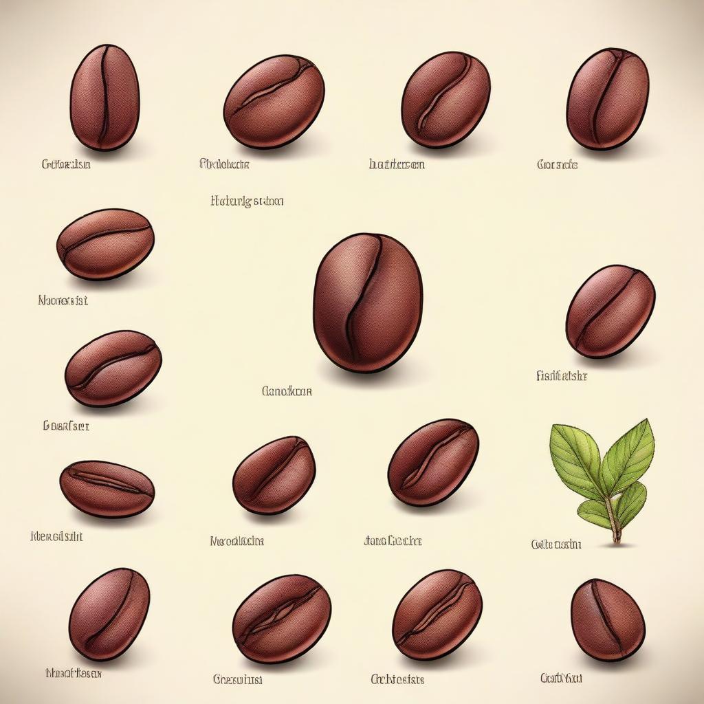 Create an image that details the structure of a coffee bean