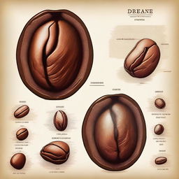 Create an image that details the structure of a coffee bean