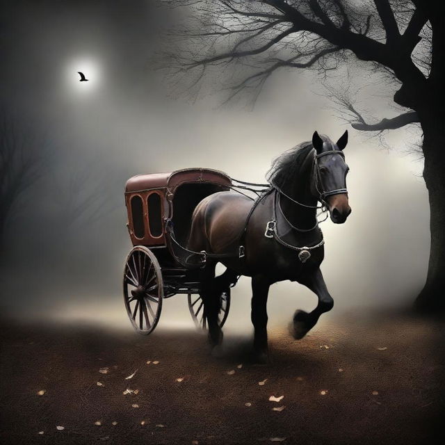 Create a book cover for a mystery novel titled 'Carriage of Dreams'