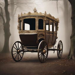 A captivating image of a beautiful vintage carriage partially disappearing into an unknown realm