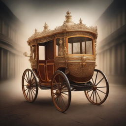 A mesmerizing image of a beautiful vintage carriage partially disappearing into a vortex, evoking themes of fiction, mystery, and time travel