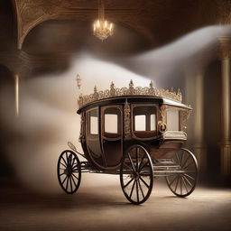 A mesmerizing image of a beautiful vintage carriage partially disappearing into a vortex, evoking themes of fiction, mystery, and time travel