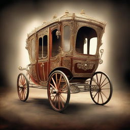 A mesmerizing image of a beautiful vintage carriage partially disappearing into a vortex, evoking themes of fiction, mystery, and time travel