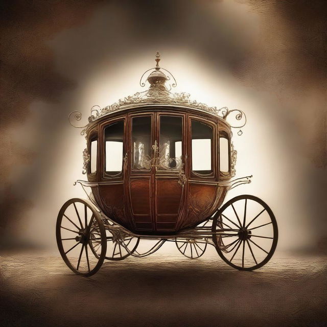 A mesmerizing image of a beautiful vintage carriage partially disappearing into a vortex, evoking themes of fiction, mystery, and time travel