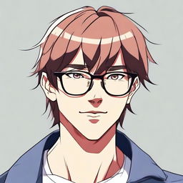 An anime-style man with bangs and glasses