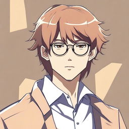 An anime-style man with bangs and glasses