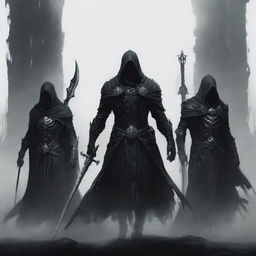 A UI banner with a dark, brooding, souls-like style for a game, set against a modest white background.