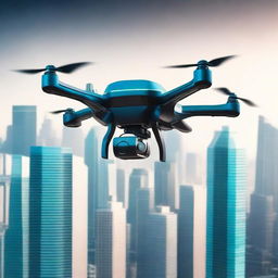 Create a book cover featuring a futuristic drone flying over a cityscape