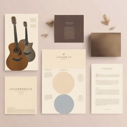 Create a brand identity photo set for a moodboard for 'Ansamble', a company that teaches music theory