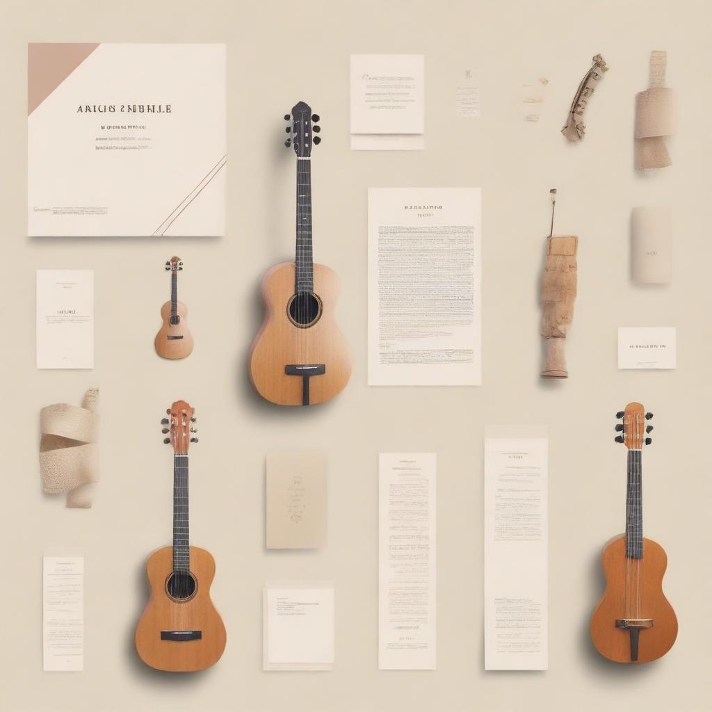 Create a brand identity photo set for a moodboard for 'Ansamble', a company that teaches music theory