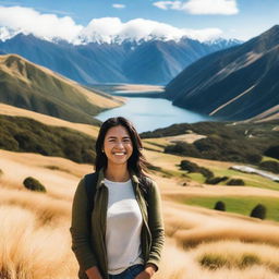 A Filipino person enjoying the scenic landscapes of New Zealand