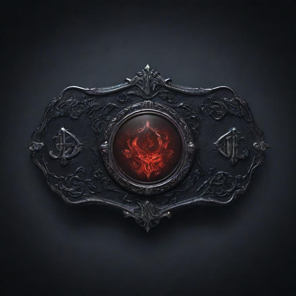 A gothic, intricately designed UI banner button suitable for a souls-like game title screen.