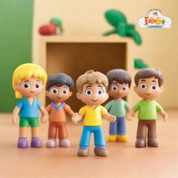 Create an image featuring figures of Little John and his friends from the Adventures series by Jazwares