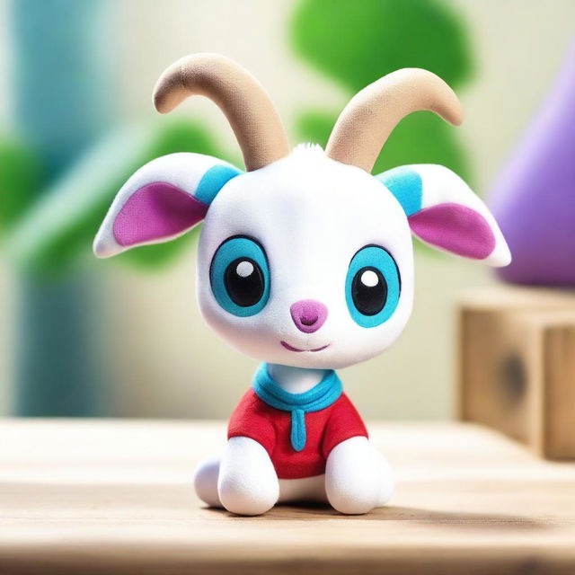 A high-quality image of a plushie toy based on Reinfaus from Goat Simulator 3, created by Jazwares