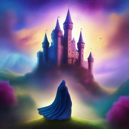 Create a captivating book cover featuring an enchanting fantasy landscape with a majestic castle in the background