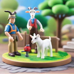 A detailed playset toy inspired by the final farmer boss fight from Goat Simulator 3