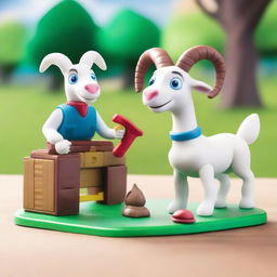 A detailed playset toy inspired by the final farmer boss fight from Goat Simulator 3