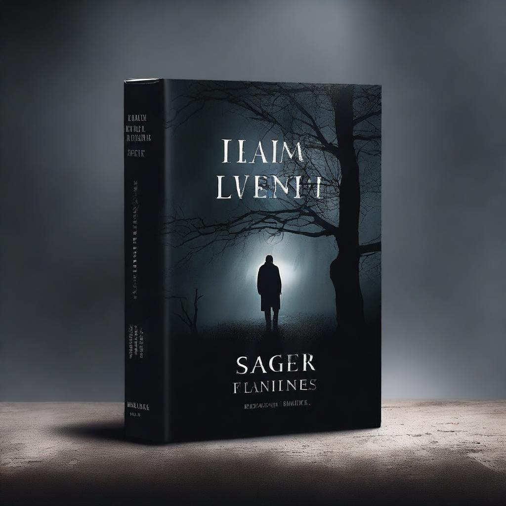 A mysterious and suspenseful book cover featuring dark, shadowy elements with an eerie atmosphere