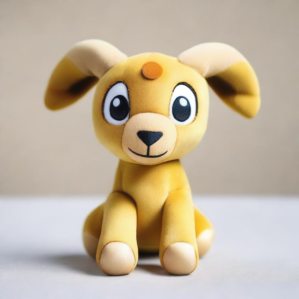 A detailed image of a plushie toy inspired by the Golden Goat trinket from Goat Simulator 3