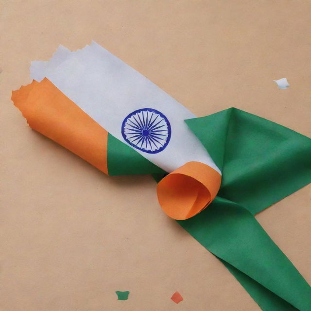 A Republic Day greeting post featuring OKARIO premium tissue paper adorned with an array of India's flags and elements of the Indian Constitution, expressing the vibrant spirit of patriotism and unity.