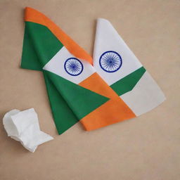 A Republic Day greeting post featuring OKARIO premium tissue paper adorned with an array of India's flags and elements of the Indian Constitution, expressing the vibrant spirit of patriotism and unity.