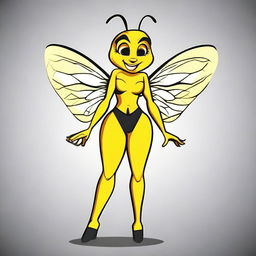 Create an image of a humanized sexy bee character