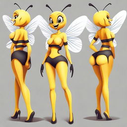 Create an image of a humanized sexy bee character