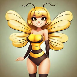 Create an image of a humanized sexy bee character