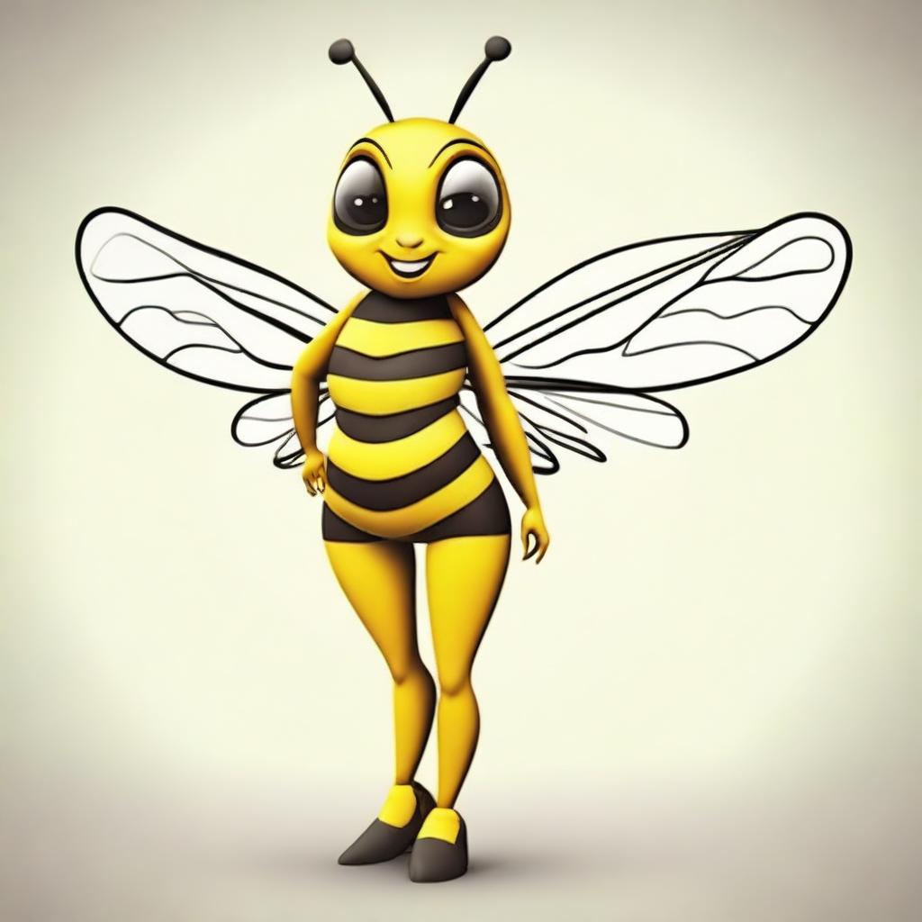 Create an image of an even more alluring and sexy humanized bee character