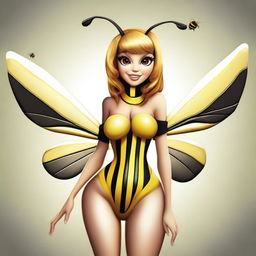 Create an image of an even more alluring and sexy humanized bee character