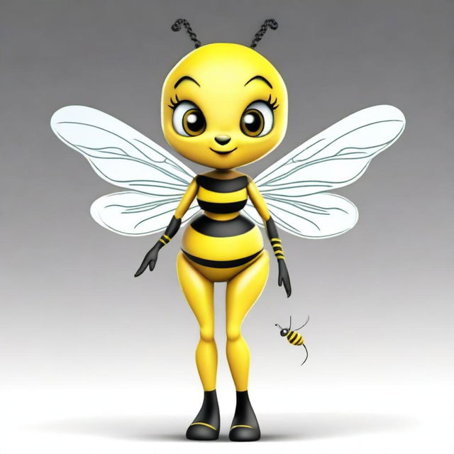 Create an image of an even more alluring and sexy humanized bee character