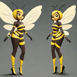 Create an image of an even more alluring and sexy humanized bee character