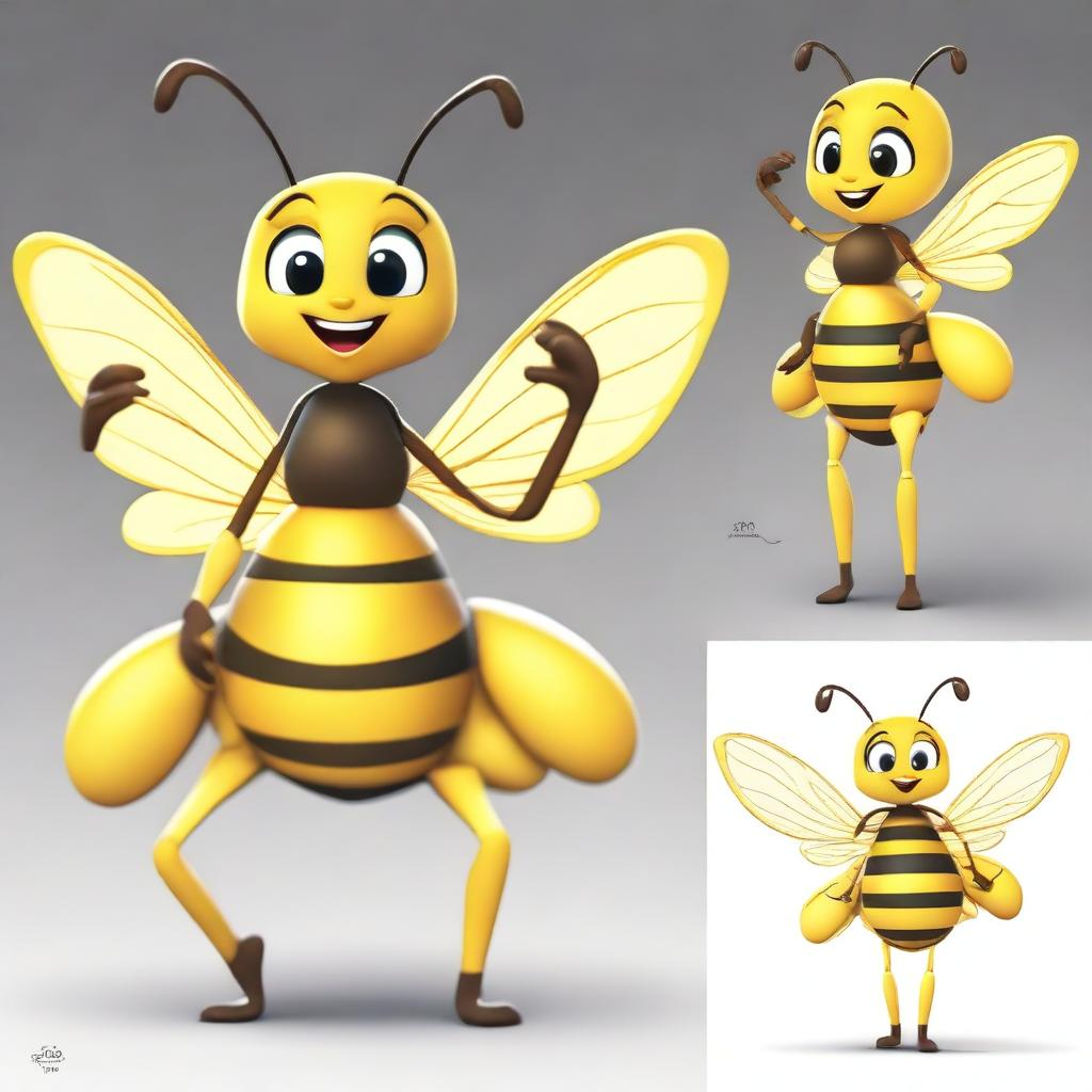 Create an image of an even more alluring and humanized bee character