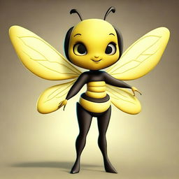 Create an image of an even more alluring and humanized bee character