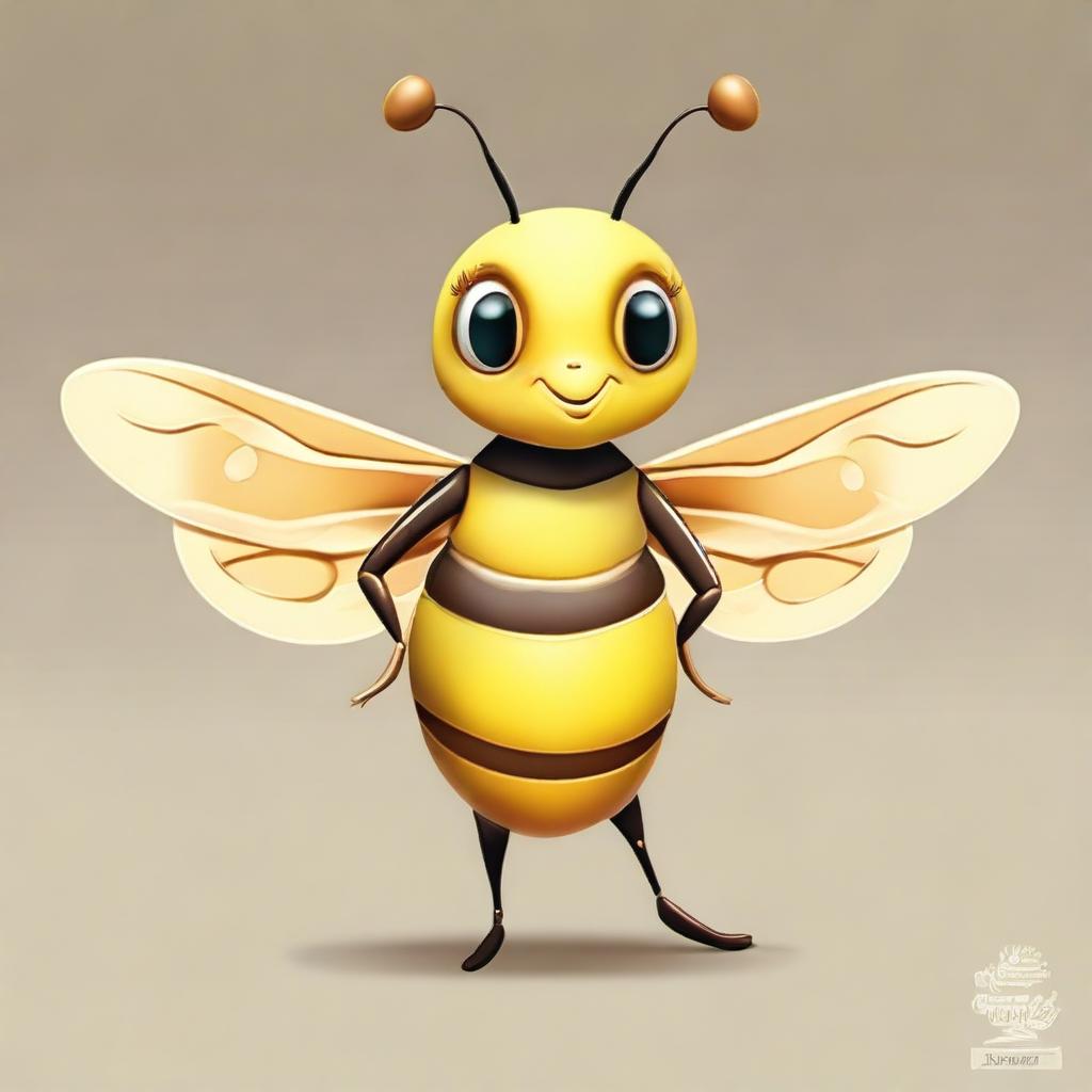 Create an image of an even more alluring and humanized bee character