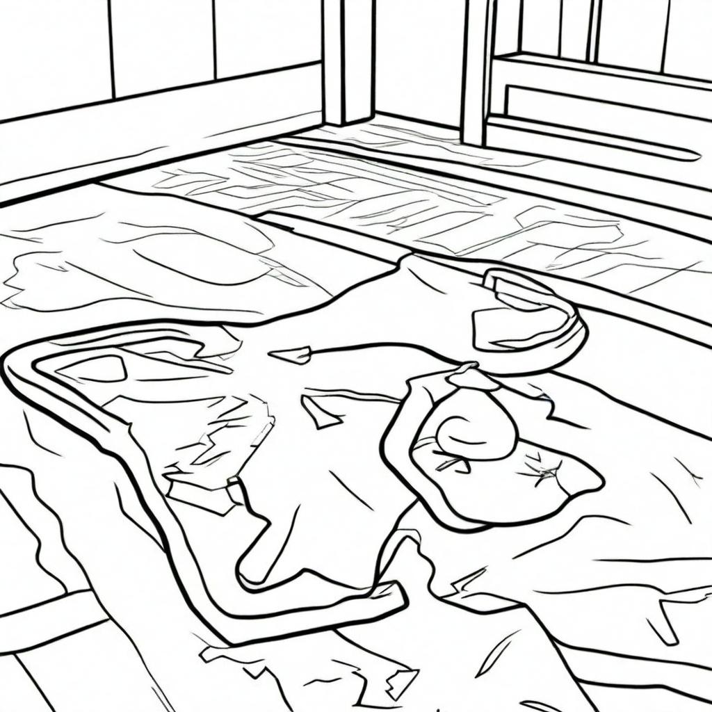 A black and white outline of a body crime scene, similar to those seen in detective stories