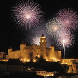 Cuenca, Ecuador's fireworks castles with a pure white background