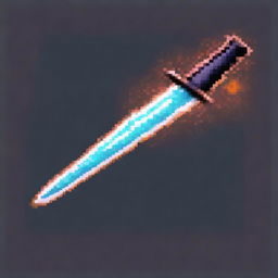 A pixel art image of a sword with many energy slashes surrounding it