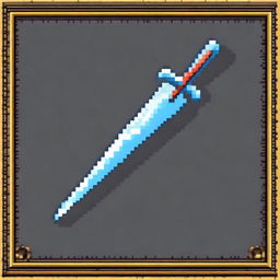 A pixel art image featuring a sword with energy slashes