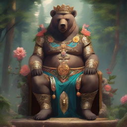 An enormous Bear deity surrounded by a forest