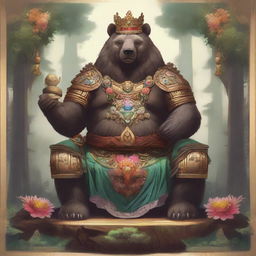 An enormous Bear deity surrounded by a forest