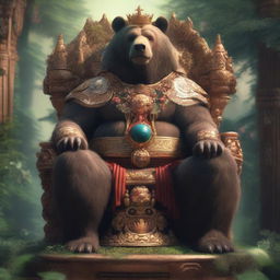 An enormous Bear deity surrounded by a forest