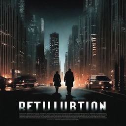 A dramatic and intense movie poster featuring the title 'RETRIBUTION' in bold, striking letters