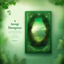 Create a fantasy-themed novel cover featuring a lush green background