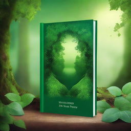 Create a fantasy-themed novel cover featuring a lush green background