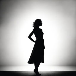 A black and white silhouette of a woman standing gracefully