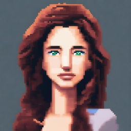 A pixel art portrait of a woman